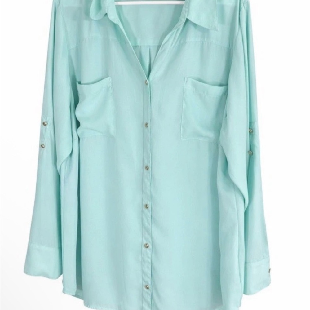Beverly Drive Mint Button-Down Blouse